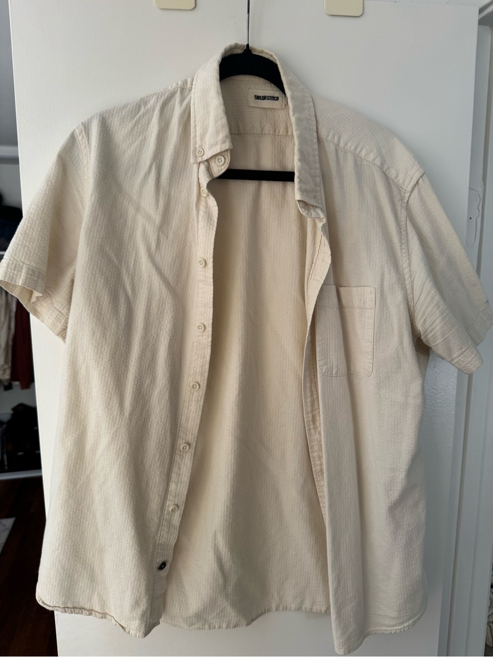 Taylor Stitch Natural/Cream Short-Sleeve Button-Down Shirt